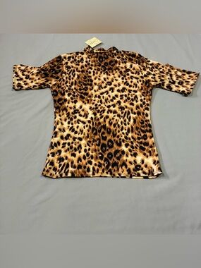 Olivia Rae Leopard Print Short Sleeve Tee - Brown & Black